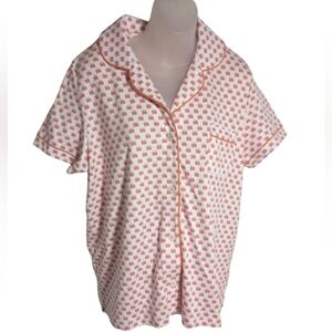 Roller Rabbit Pink Butterfly Print Pajama Top Short Sleeve Button Size XL